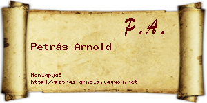 Petrás Arnold névjegykártya